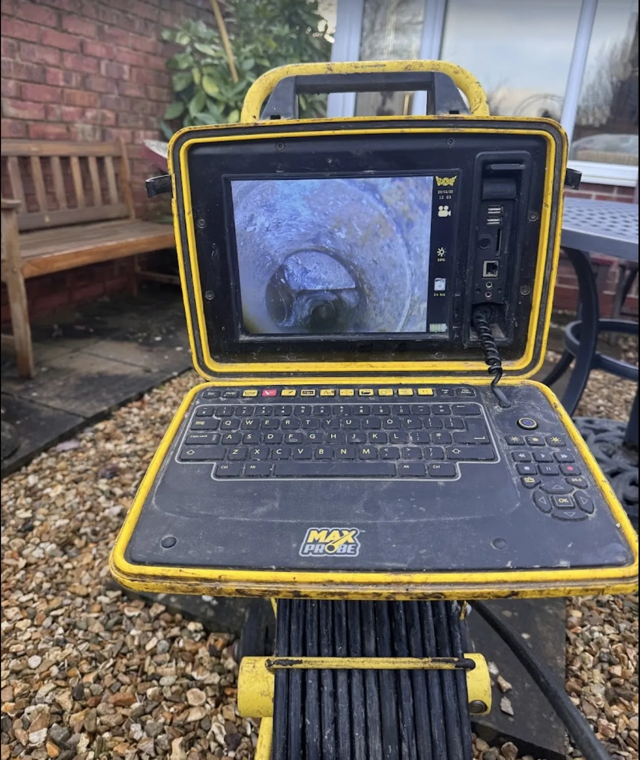 CCTV drain survey camera unit on site